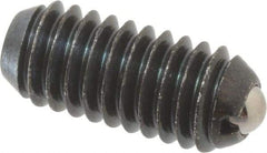Vlier - 5/16-18, 0.156" Ball Diam, 0.72" Body Length, 0.04" Max Ball Reach, Threaded Ball Plunger - Steel Body, Stainless Steel Ball, 4 Lb Initial End Force, 9 Lb Final End Force - USA Tool & Supply