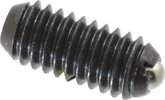 Vlier - 5/16-18, 0.156" Ball Diam, 0.72" Body Length, 0.04" Max Ball Reach, Threaded Ball Plunger - Steel Body, Stainless Steel Ball, 4 Lb Initial End Force, 9 Lb Final End Force, Locking Element - USA Tool & Supply