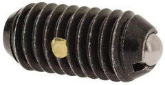 Vlier - 3/8-16, 0.188" Ball Diam, 0.8" Body Length, 0.048" Max Ball Reach, Threaded Ball Plunger - Steel Body, Stainless Steel Ball, 5 Lb Initial End Force, 10 Lb Final End Force, Locking Element - USA Tool & Supply
