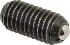 Vlier - 1/2-13, 0.281" Ball Diam, 1.05" Body Length, 0.072" Max Ball Reach, Threaded Ball Plunger - Steel Body, Stainless Steel Ball, 6 Lb Initial End Force, 12 Lb Final End Force - USA Tool & Supply