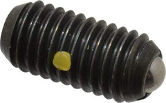 Vlier - 1/2-13, 0.281" Ball Diam, 1.05" Body Length, 0.072" Max Ball Reach, Threaded Ball Plunger - Steel Body, Stainless Steel Ball, 6 Lb Initial End Force, 12 Lb Final End Force, Locking Element - USA Tool & Supply