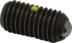 Vlier - 5/8-11, 0.375" Ball Diam, 1.25" Body Length, 0.096" Max Ball Reach, Threaded Ball Plunger - Steel Body, Stainless Steel Ball, 9 Lb Initial End Force, 18 Lb Final End Force, Locking Element - USA Tool & Supply