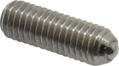 Vlier - 10-32, 0.094" Ball Diam, 0.57" Body Length, 0.025" Max Ball Reach, Threaded Ball Plunger - Stainless Steel Body, Stainless Steel Ball, 1.5 Lb Initial End Force, 3 Lb Final End Force - USA Tool & Supply