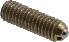 Vlier - 10-32, 0.094" Ball Diam, 0.57" Body Length, 0.025" Max Ball Reach, Threaded Ball Plunger - Stainless Steel Body, Stainless Steel Ball, 1.5 Lb Initial End Force, 3 Lb Final End Force, Locking Element - USA Tool & Supply