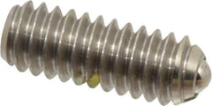 Vlier - 1/4-20, 0.125" Ball Diam, 0.675" Body Length, 0.035" Max Ball Reach, Threaded Ball Plunger - Stainless Steel Body, Stainless Steel Ball, 3 Lb Initial End Force, 7 Lb Final End Force, Locking Element - USA Tool & Supply