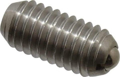 Vlier - 3/8-16, 0.188" Ball Diam, 0.8" Body Length, 0.048" Max Ball Reach, Threaded Ball Plunger - Stainless Steel Body, Stainless Steel Ball, 5 Lb Initial End Force, 10 Lb Final End Force - USA Tool & Supply