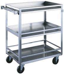 Made in USA - 300 Lb Capacity, 16-1/4" Wide x 27-1/2" Long x 33-3/8" High Standard Utility Cart - 3 Shelf, Stainless Steel, Swivel Casters - USA Tool & Supply
