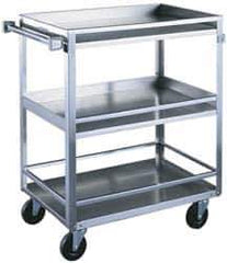 Made in USA - 300 Lb Capacity, 16-1/4" Wide x 27-1/2" Long x 33-3/8" High Standard Utility Cart - 3 Shelf, Stainless Steel, Swivel Casters - USA Tool & Supply