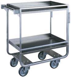 Made in USA - 650 Lb Capacity, 19-3/8" Wide x 32-5/8" Long x 34-1/2" High Standard Utility Cart - 2 Shelf, Stainless Steel, Swivel Casters - USA Tool & Supply