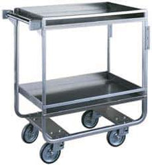 Made in USA - 650 Lb Capacity, 19-3/8" Wide x 32-5/8" Long x 34-1/2" High Standard Utility Cart - 2 Shelf, Stainless Steel, Swivel Casters - USA Tool & Supply