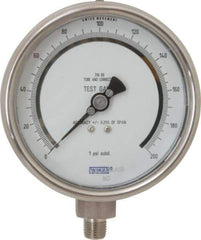 Wika - 4" Dial, 1/4 Thread, 0-200 Scale Range, Pressure Gauge - Lower Connection Mount, Accurate to 0.25% of Scale - USA Tool & Supply