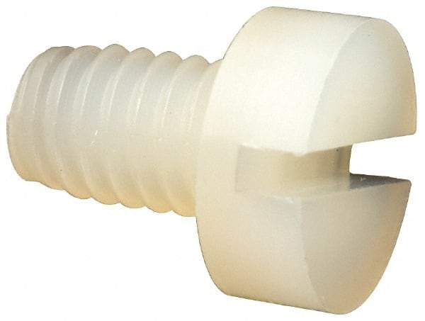 Made in USA - M4x0.70 Metric Coarse, 6mm Length Under Head Slotted Drive Machine Screw - Cheese Head, Grade 6/6 Nylon, Uncoated, Without Washer - USA Tool & Supply