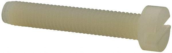Made in USA - M5x0.80 Metric Coarse, 30mm Length Under Head Slotted Drive Machine Screw - Cheese Head, Grade 6/6 Nylon, Uncoated, Without Washer - USA Tool & Supply