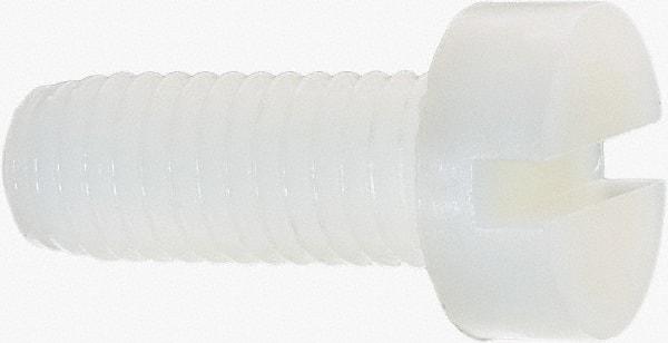 Made in USA - M8x1.25 Metric Coarse, 20mm Length Under Head Slotted Drive Machine Screw - Cheese Head, Grade 6/6 Nylon, Uncoated, Without Washer - USA Tool & Supply