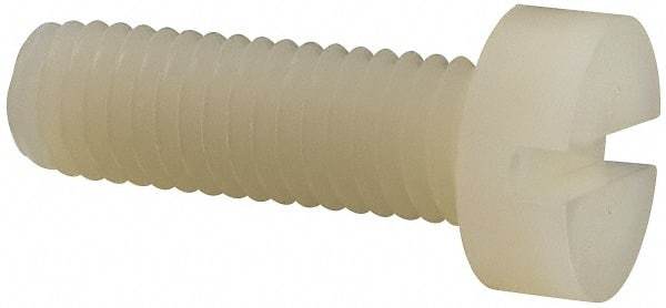 Made in USA - M8x1.25 Metric Coarse, 25mm Length Under Head Slotted Drive Machine Screw - Cheese Head, Grade 6/6 Nylon, Uncoated, Without Washer - USA Tool & Supply