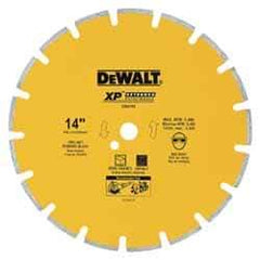 DeWALT - 14" Diam, 1" Arbor Hole Diam, Wet & Dry Cut Saw Blade - Diamond-Tipped, Standard Round Arbor - USA Tool & Supply