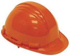 North - ANSI Type I, Class E Rated, 4-Point, Pin Lock Adjustment Hard Hat - One Size Fits Most, Orange, Standard Brim - USA Tool & Supply