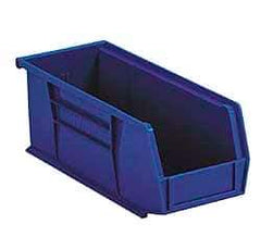 Akro-Mils - 75 Lb. Load Capacity, 18" Deep, Blue Polymer Hopper Stacking Bin - 11" High x 16-1/2" Wide x 18" Long - USA Tool & Supply