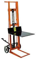 Wesco Industrial Products - 750 Lb Capacity, 54" Lift Height, Hydraulic Platform Base Manually Operated Lift - 54" Minimum Operating Height - USA Tool & Supply