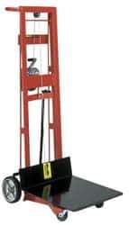 Wesco Industrial Products - 750 Lb Capacity, 54" Lift Height, Winch Platform Base Manually Operated Lift - 54" Minimum Operating Height - USA Tool & Supply