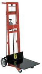 Wesco Industrial Products - 750 Lb Capacity, 54" Lift Height, Winch Platform Base Manually Operated Lift - 54" Minimum Operating Height - USA Tool & Supply