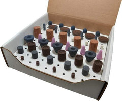 Grier Abrasives - 50 Piece Aluminum Oxide Vitrified Mounted Stone Abrasive Point Set - Assorted Shapes - USA Tool & Supply