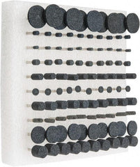 Grier Abrasives - 100 Piece Aluminum Oxide Vitrified Mounted Stone Abrasive Point Set - Includes Shapes W215, W152, W154, W160, W144, W200, W166, W176, W163 & W185 - USA Tool & Supply