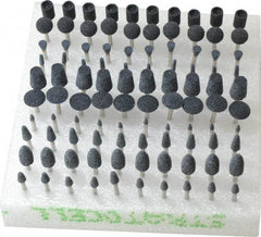 Grier Abrasives - 100 Piece Aluminum Oxide Vitrified Mounted Stone Abrasive Point Set - Includes Shapes B44, B52, B53, B55, B71, B91, B97, B105, B121 & B132 - USA Tool & Supply