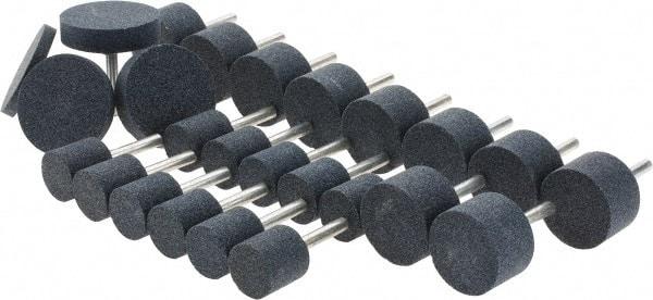 Grier Abrasives - 25 Piece Aluminum Oxide Vitrified Mounted Stone Abrasive Point Set - Includes 11 Shape W220 & 10 Shape W237 - USA Tool & Supply