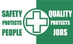 NMC - Safety Protects People - Quality Protects Jobs, 60 Inch Long x 36 Inch High, Safety Banner - Polyethylene, English, Printed on 1 Side - USA Tool & Supply