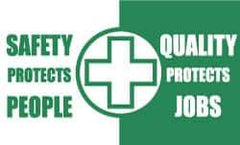 NMC - Safety Protects People - Quality Protects Jobs, 60 Inch Long x 36 Inch High, Safety Banner - Polyethylene, English, Printed on 1 Side - USA Tool & Supply