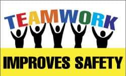 NMC - Teamwork Improves Safety, 60 Inch Long x 36 Inch High, Safety Banner - Polyethylene, English, Printed on 1 Side - USA Tool & Supply