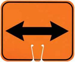 NMC - "Double Arrow", 12-3/4" Wide x 10-1/2" High, Plastic Construction Roadway Signs - Black on Orange, Rectangle, Cone Mount - USA Tool & Supply