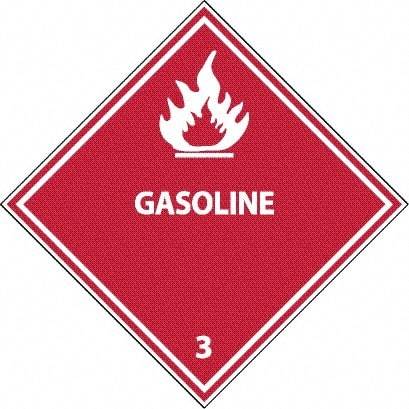 NMC - Gasoline DOT Shipping Label - 4" High x 4" Wide - USA Tool & Supply