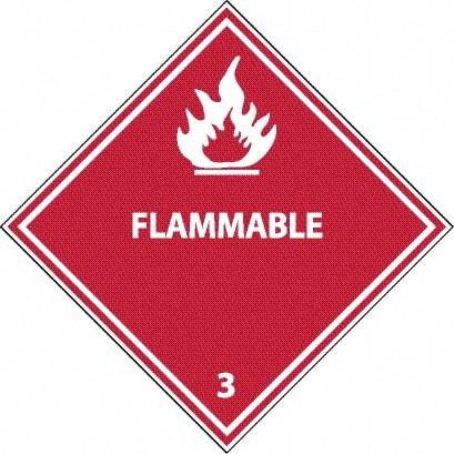 NMC - Flammable DOT Shipping Label - 4" High x 4" Wide - USA Tool & Supply