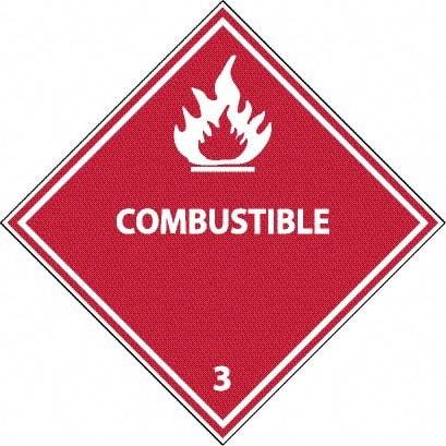 NMC - Combustible DOT Shipping Label - 4" High x 4" Wide - USA Tool & Supply