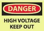 NMC - "Danger - High Voltage - Keep Out", 10" Long x 14" Wide, Rigid Plastic Safety Sign - Rectangle, 0.05" Thick, Use for Accident Prevention - USA Tool & Supply