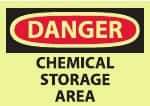 NMC - "Danger - Chemical Storage Area", 10" Long x 14" Wide, Pressure-Sensitive Vinyl Safety Sign - Rectangle, 0.004" Thick, Use for Hazardous Materials - USA Tool & Supply