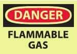 NMC - "Danger - Flammable Gas", 10" Long x 14" Wide, Pressure-Sensitive Vinyl Safety Sign - Rectangle, 0.004" Thick, Use for Hazardous Materials - USA Tool & Supply