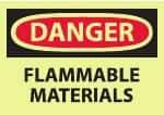 NMC - "Danger - Flammable Materials", 10" Long x 14" Wide, Pressure-Sensitive Vinyl Safety Sign - Rectangle, 0.004" Thick, Use for Hazardous Materials - USA Tool & Supply