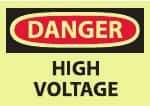 NMC - "Danger - High Voltage", 10" Long x 14" Wide, Pressure-Sensitive Vinyl Safety Sign - Rectangle, 0.004" Thick, Use for Accident Prevention - USA Tool & Supply