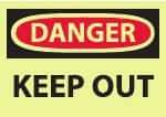 NMC - "Danger - Keep Out", 10" Long x 14" Wide, Pressure-Sensitive Vinyl Safety Sign - Rectangle, 0.004" Thick, Use for Accident Prevention - USA Tool & Supply