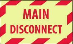 NMC - Accident Prevention Label - Legend: Main Disconnect, English, Red on Yellow, 5" Long x 3" High, Sign Muscle Finish - USA Tool & Supply