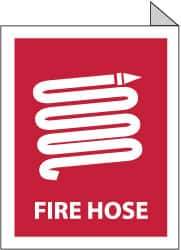 NMC - Fire Hose, Plastic Fire Sign - 9" Wide x 12" High, Glow-in-the-Dark - USA Tool & Supply