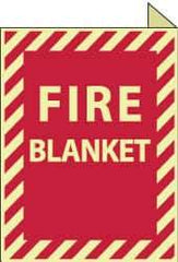 NMC - Fire Blanket, Plastic Fire Sign - 9" Wide x 12" High, Glow-in-the-Dark - USA Tool & Supply