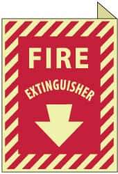 NMC - Fire Extinguisher, Plastic Fire Sign - 9" Wide x 12" High, Glow-in-the-Dark - USA Tool & Supply