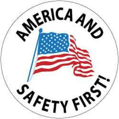 NMC - America and Safety First, Hard Hat Label - Blue & Black on White, Red, 2" Thick, For Accident Prevention - USA Tool & Supply