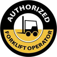 NMC - Authorized Forklift Operator, Hard Hat Label - Yellow on Black, 2" Thick, For Accident Prevention - USA Tool & Supply