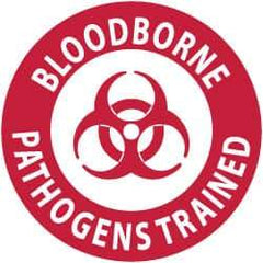 NMC - Bloodborne Pathogens Trained, Hard Hat Label - Red on White, 2" Thick, For Accident Prevention - USA Tool & Supply