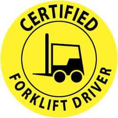 NMC - Certified Forklift Driver, Hard Hat Label - Black on Yellow, 2" Thick, For Certified Operator - USA Tool & Supply